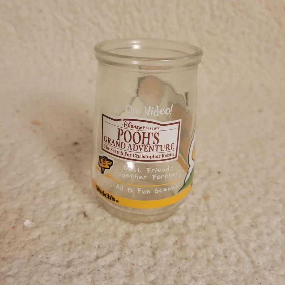Welch's Jelly Jar Disney Winnie the Pooh Glass OS Clear Excellent 90s Vintage